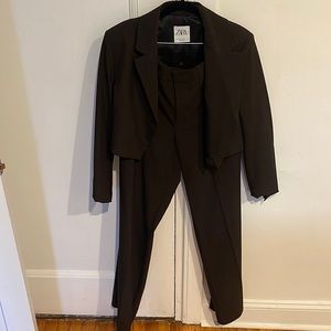 ZARA Cropped Plaid Blazer and Pant Set